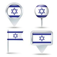 Map pins with flag of Israel