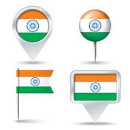 Map pins with flag of India