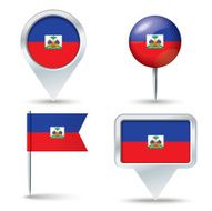 Map pins with flag of Haiti