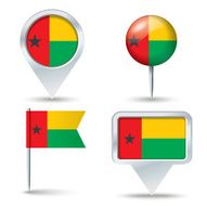 Map pins with flag of Guinea-Bissau