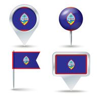 Map pins with flag of Guam