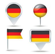 Map pins with flag of Germany