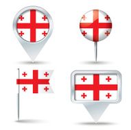 Map pins with flag of Georgia