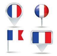 Map pins with flag of France
