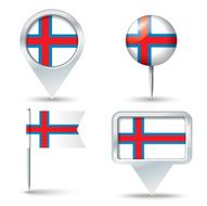 Map pins with flag of Faroe Islands