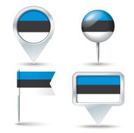 Map pins with flag of Estonia