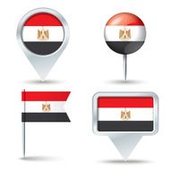 Map pins with flag of Egypt