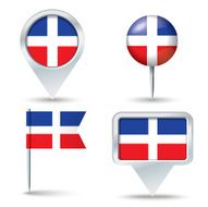 Map pins with flag of Dominican Republic