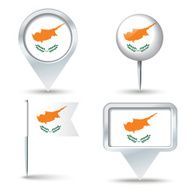 Map pins with flag of Cyprus