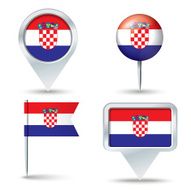 Map pins with flag of Croatia