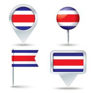Map pins with flag of Costa Rica