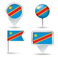 Map pins with flag of Congo (DRC)