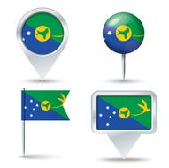Map pins with flag of Christmas Island