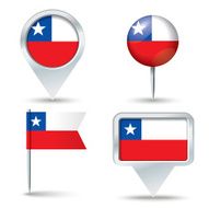 Map pins with flag of Chile