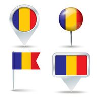 Map pins with flag of Chad