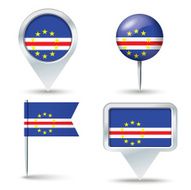 Map pins with flag of Cape Verde