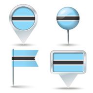 Map pins with flag of Botswana