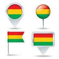 Map pins with flag of Bolivia