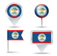 Map pins with flag of Belize