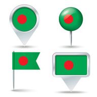 Map pins with flag of Bangladesh