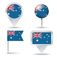 Map pins with flag of Australia