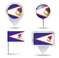Map pins with flag of American Samoa
