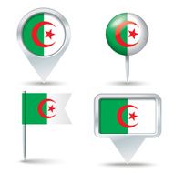 Map pins with flag of Algeria