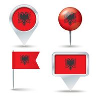 Map pins with flag of Albania