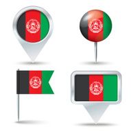 Map pins with flag of Afghanistan
