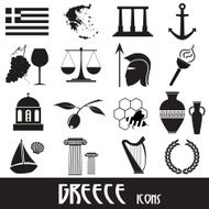 greece country theme symbols and icons set eps10