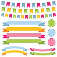 Vector bunting banner ribbons and labels set