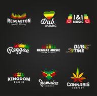 Set of africa flag logo design Jamaica music vector template