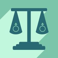 Flat with shadow icon and mobile application same-sex marriage
