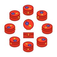 Isometric red round travelers suitcases