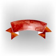 Red ribbon banner vector watercolor drawing