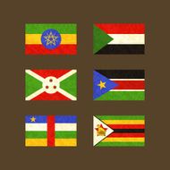 Flags of Ethiopia Sudan Burundi South CAR and Zimbabwe