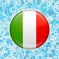 Italian Flag on Blue Snowflake Background