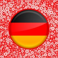 German Flag on Red Snowflake Background