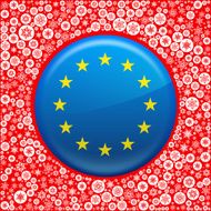 European Union on Red Snowflake Background