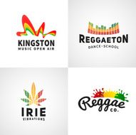 Set of positive ephiopia flag icon Jamaica reggaeton dance music