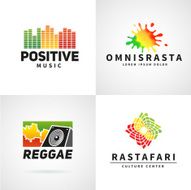 Set of positive africa ephiopia flag icon design Jamaica reggae
