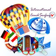 Vector background with air balloon and suitcase vacation symbol