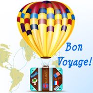 Vector background with air balloon and suitcase vacation symbol N2