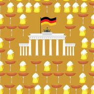 German seamless ornament Symbols of Germany beer and sausages
