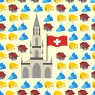 Switzerland seamless pattern of symbols country Banks and Al