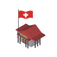 Swiss Bank Reliable Bank with flag of Switzerland Vector icon