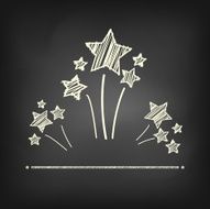 star fire work chalk drawing on blackboard