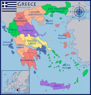 Map Flag and Location of Greece