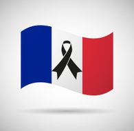 France flag with a black ribbon