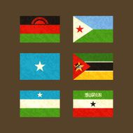Flags of Malawi Djibouti Somalia Mozambique Puntland and Somaliland
